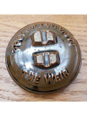 Antique Stoneware Crock Lid THE WEIR 1892 Brown Glaze Replacement AS-IS Chip